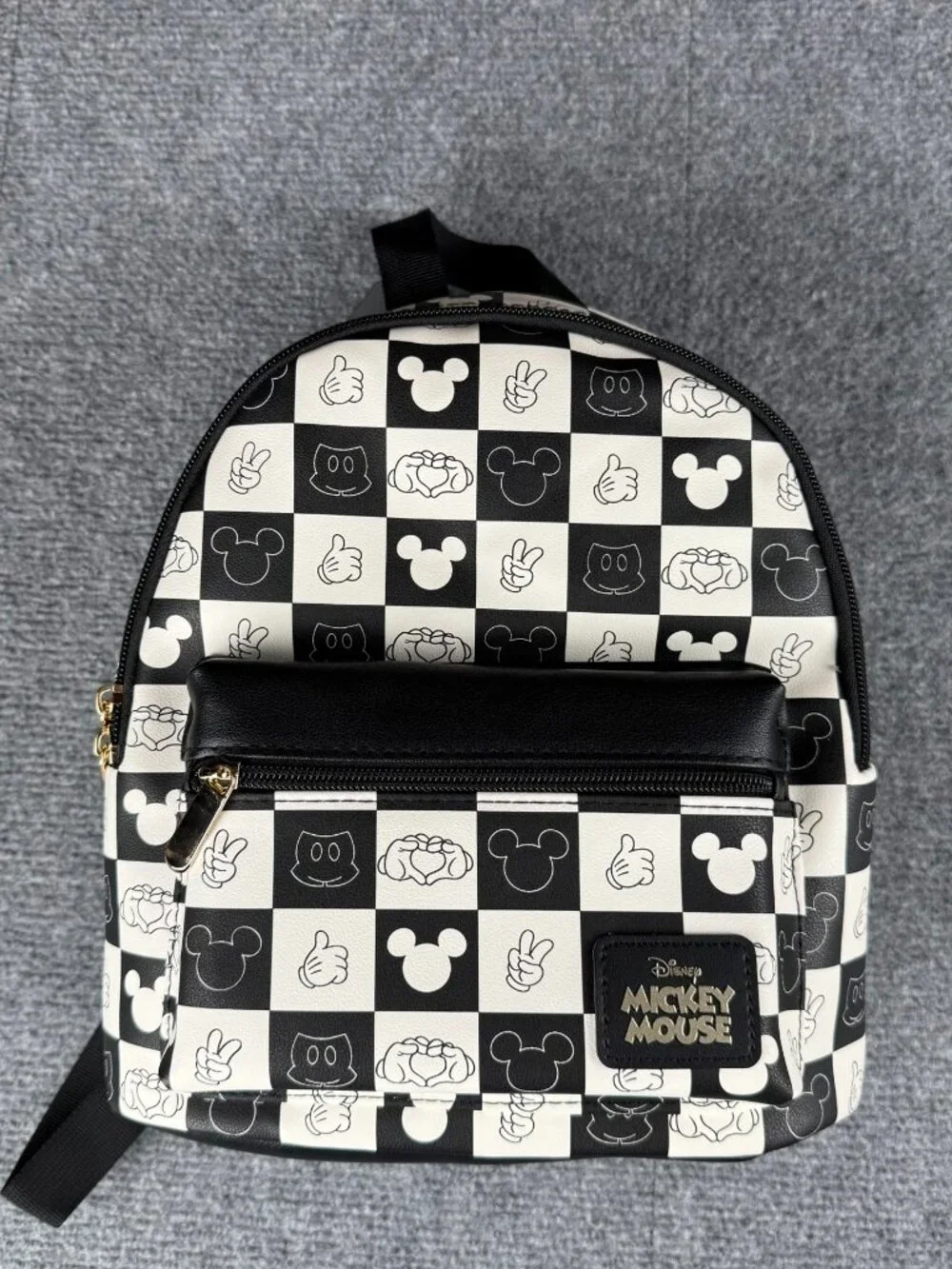 Disney Mickey Mouse Mini Backpack NWT Bioworld Black White Checkerboard  m-tnove